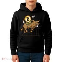 Bitcoin Cartoon Riding Bull Kids Hoodie thumb 4