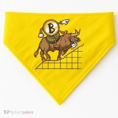 Bitcoin Cartoon Riding Bull USA-Made Doggie Bandana