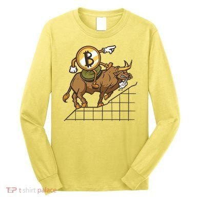 Bitcoin Cartoon Riding Bull Long Sleeve Shirt