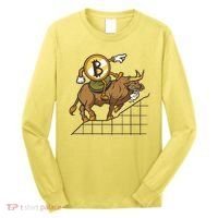 Bitcoin Cartoon Riding Bull Long Sleeve Shirt thumb 0