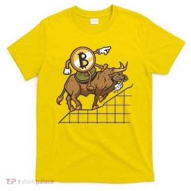 Bitcoin Cartoon Riding Bull T-Shirt