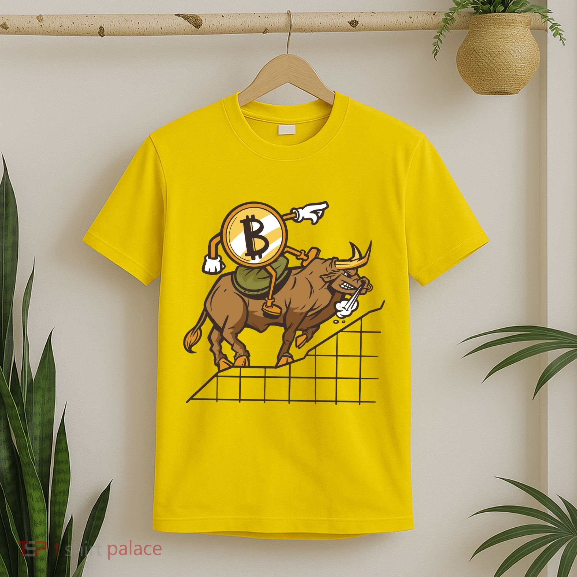 Bitcoin Cartoon Riding Bull T-Shirt
