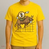 Bitcoin Cartoon Riding Bull T-Shirt thumb 3
