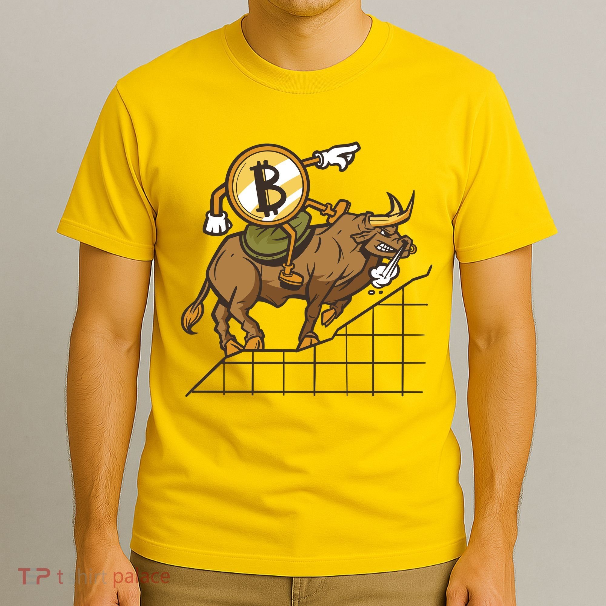 Bitcoin Cartoon Riding Bull T-Shirt