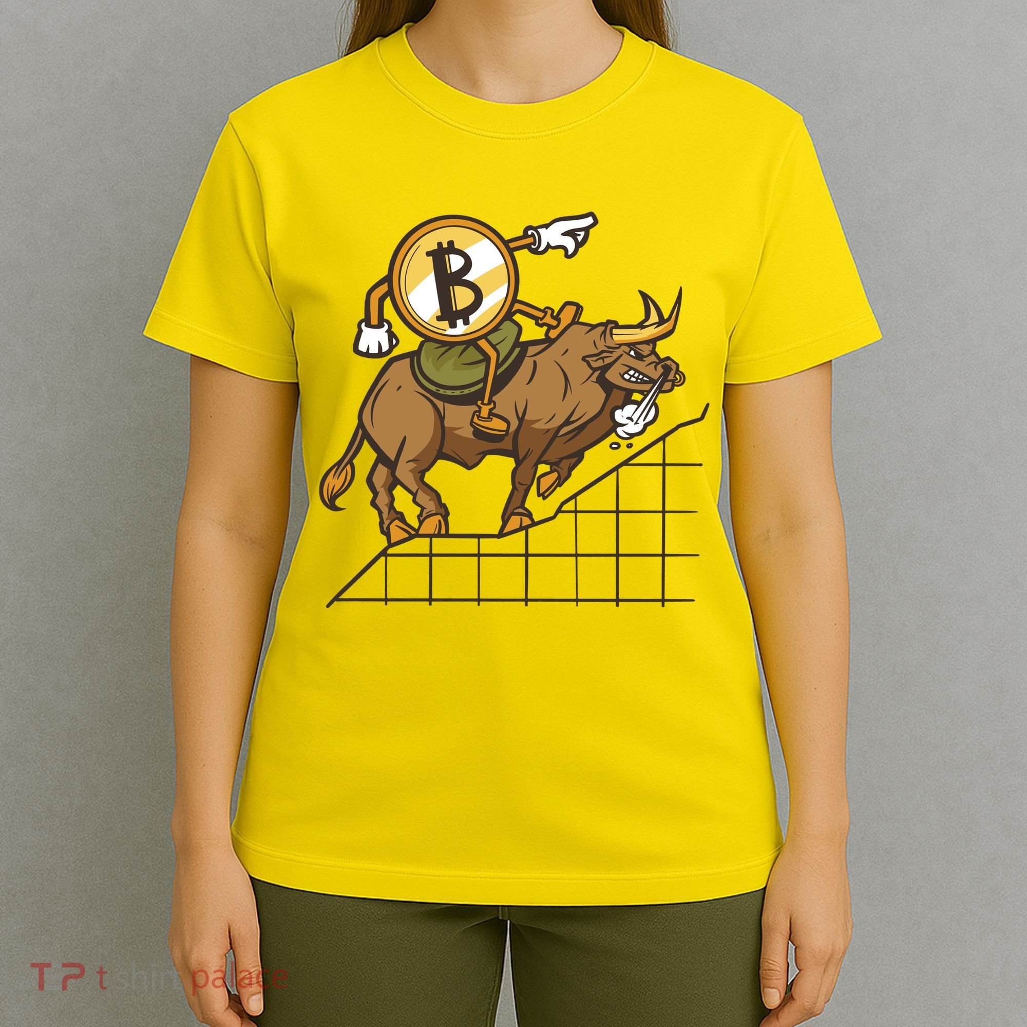 Bitcoin Cartoon Riding Bull T-Shirt