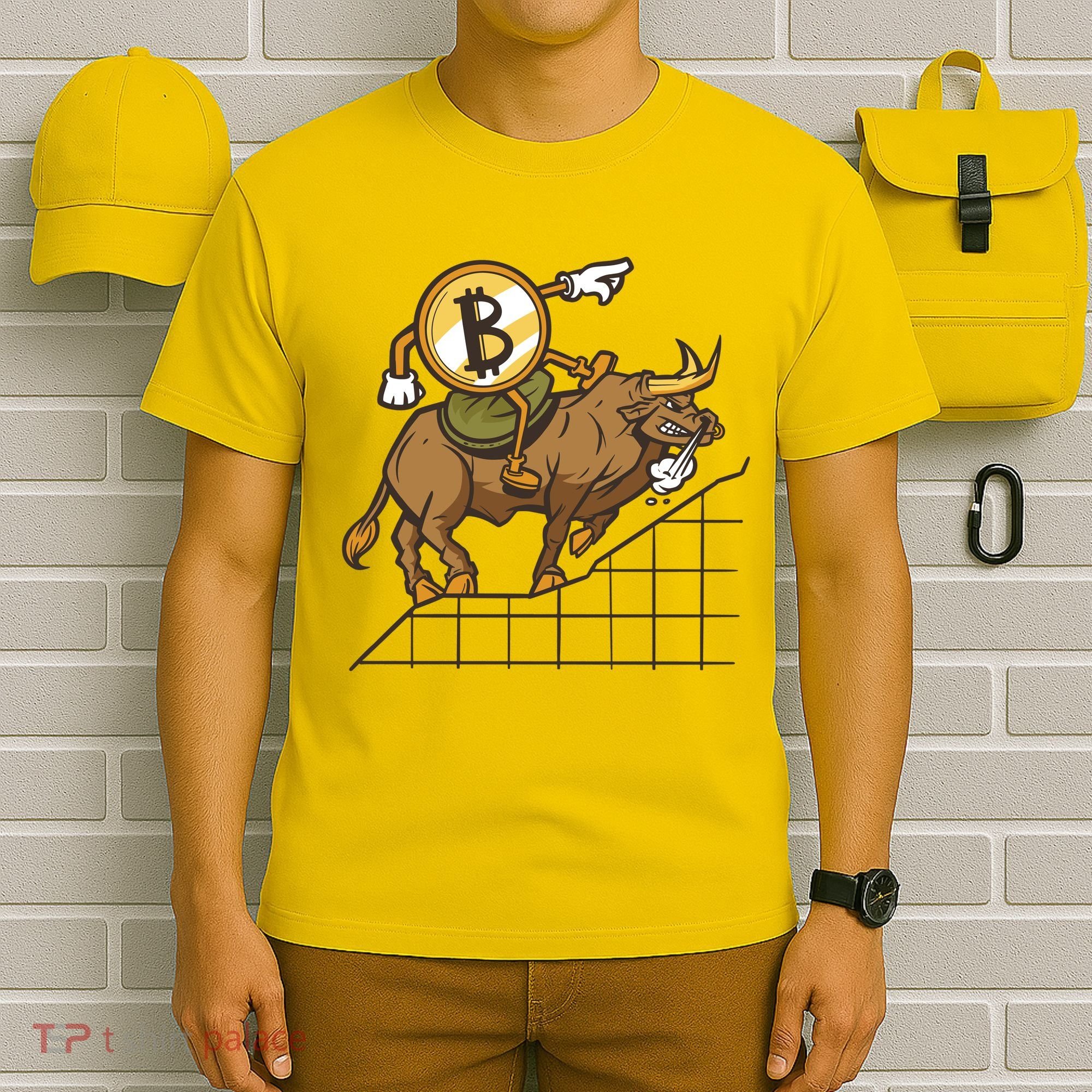 Bitcoin Cartoon Riding Bull T-Shirt