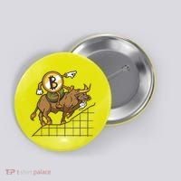 Bitcoin Cartoon Riding Bull Button thumb 0