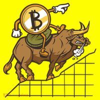 Bitcoin Cartoon Riding Bull Button thumb 1