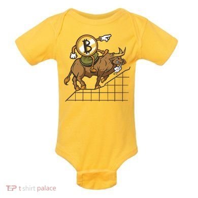 Bitcoin Cartoon Riding Bull Baby Bodysuit