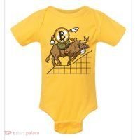 Bitcoin Cartoon Riding Bull Baby Bodysuit thumb 0