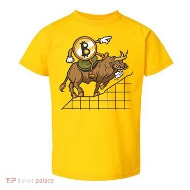 Bitcoin Cartoon Riding Bull Toddler T-Shirt
