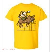 Bitcoin Cartoon Riding Bull Toddler T-Shirt thumb 0