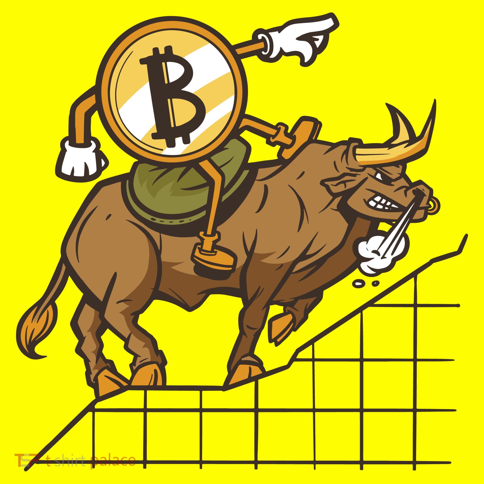 Bitcoin Cartoon Riding Bull Toddler T-Shirt