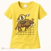 Bitcoin Cartoon Riding Bull Women's T-Shirt thumb 0