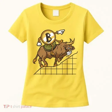 Bitcoin Cartoon Riding Bull Women's T-Shirt