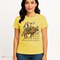 Bitcoin Cartoon Riding Bull Women's T-Shirt thumb 4