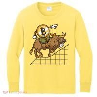 Bitcoin Cartoon Riding Bull Kids Long Sleeve Shirt thumb 0
