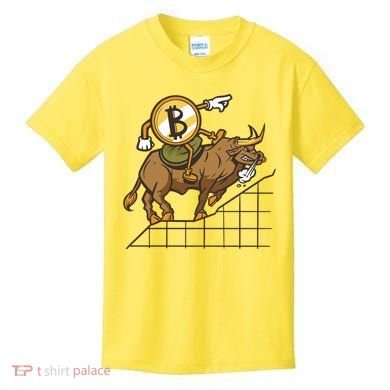 Bitcoin Cartoon Riding Bull Kids T-Shirt
