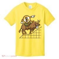 Bitcoin Cartoon Riding Bull Kids T-Shirt thumb 0