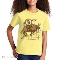 Bitcoin Cartoon Riding Bull Kids T-Shirt thumb 2