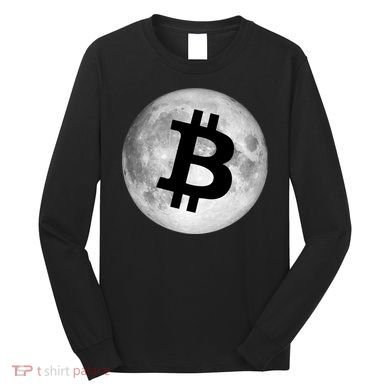 Bitcoin Cryptocurrency Fly Me To The Moon Logo Long Sleeve Shirt