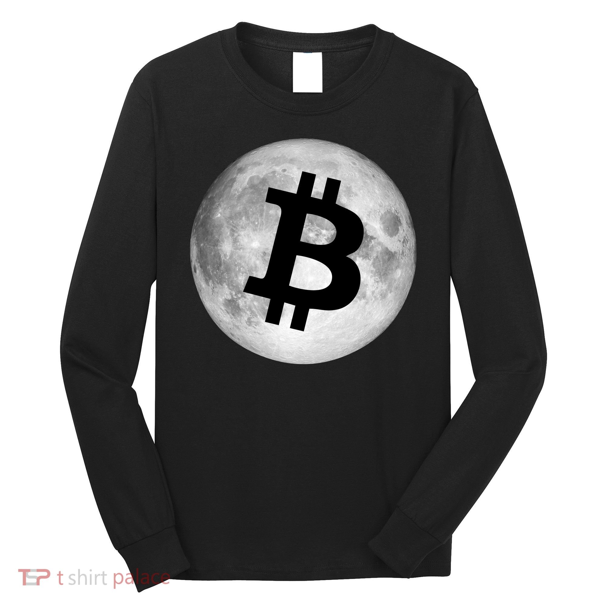 Bitcoin Cryptocurrency Fly Me To The Moon Logo Long Sleeve Shirt