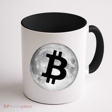 Bitcoin Cryptocurrency Fly Me To The Moon Logo Coffee Mug back