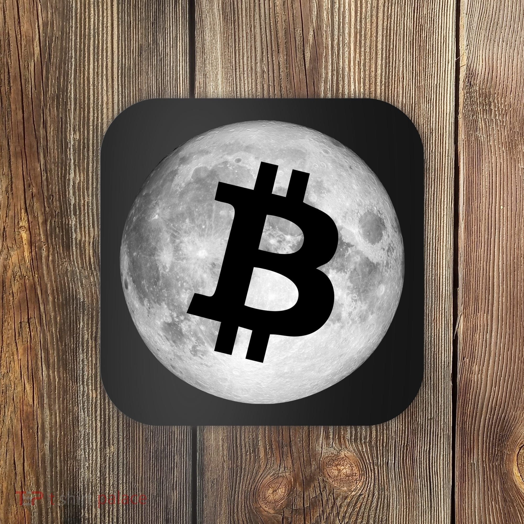 Bitcoin Cryptocurrency Fly Me To The Moon Logo Coaster