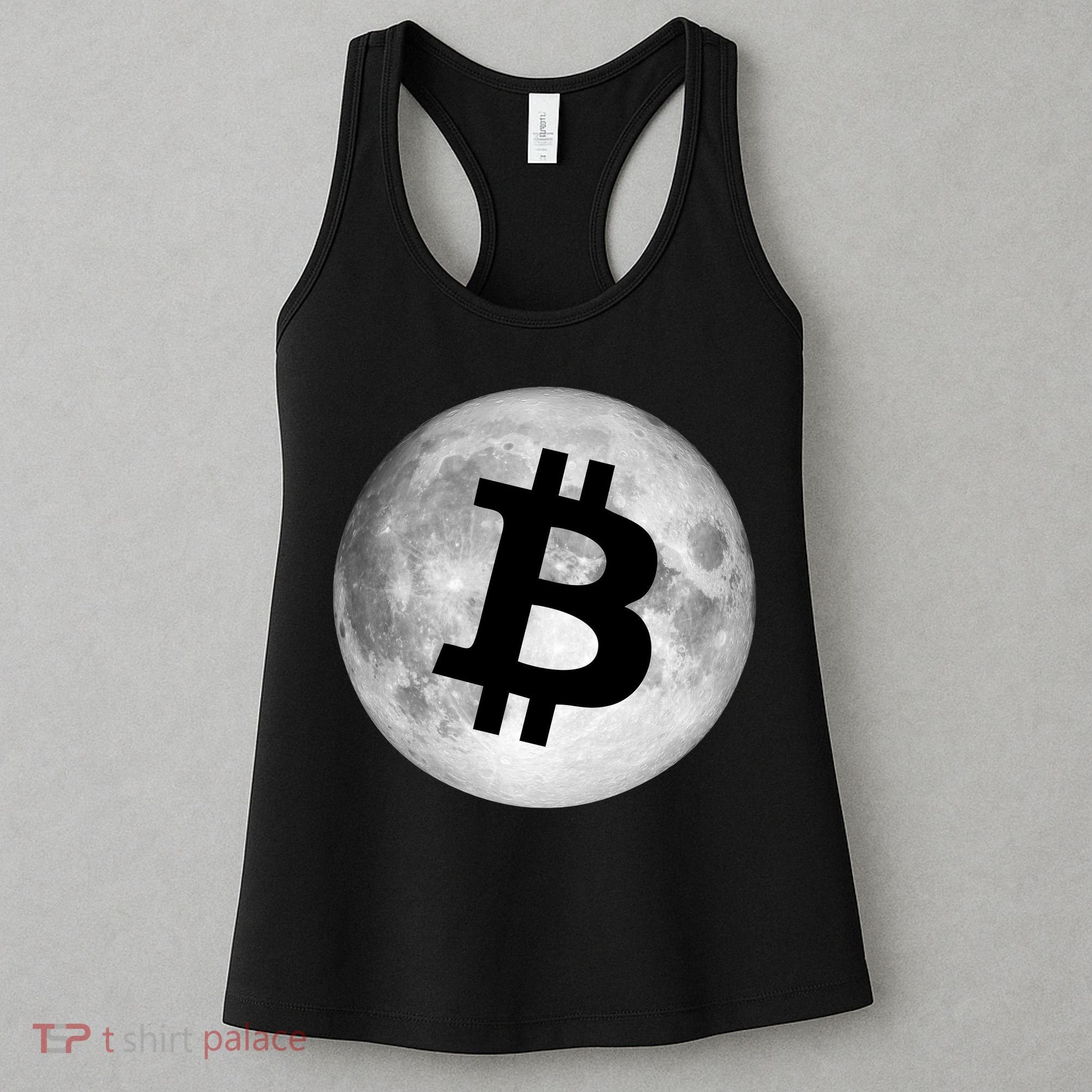 Bitcoin Cryptocurrency Fly Me To The Moon Logo Women's Tank Top