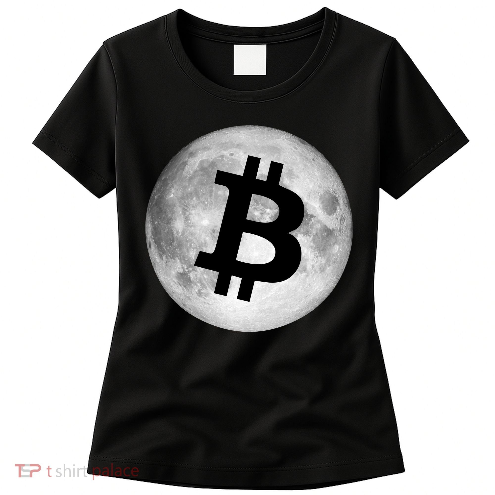 Bitcoin Cryptocurrency Fly Me To The Moon Logo Women's T-Shirt