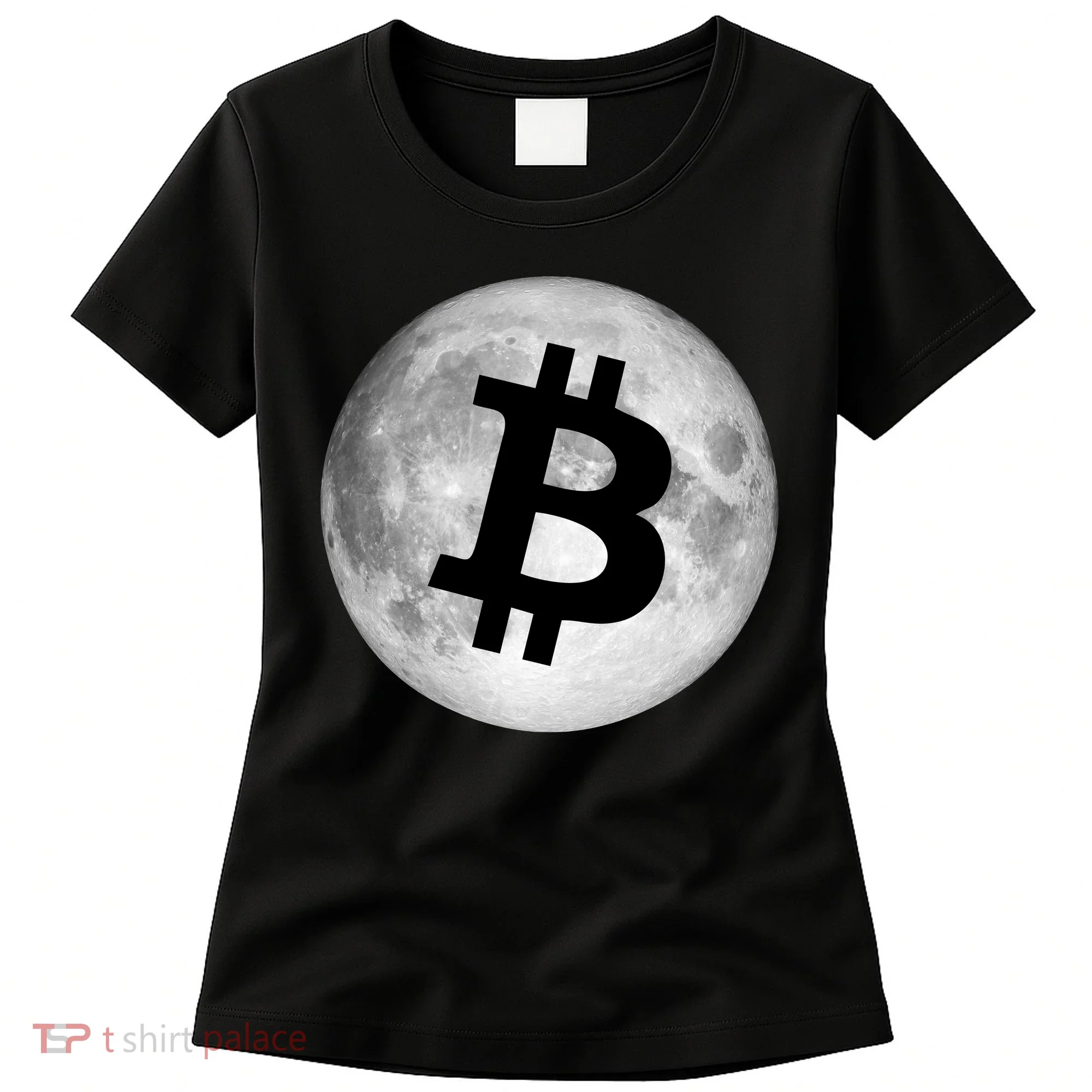 Bitcoin Cryptocurrency Fly Me To The Moon Logo Women's T-Shirt