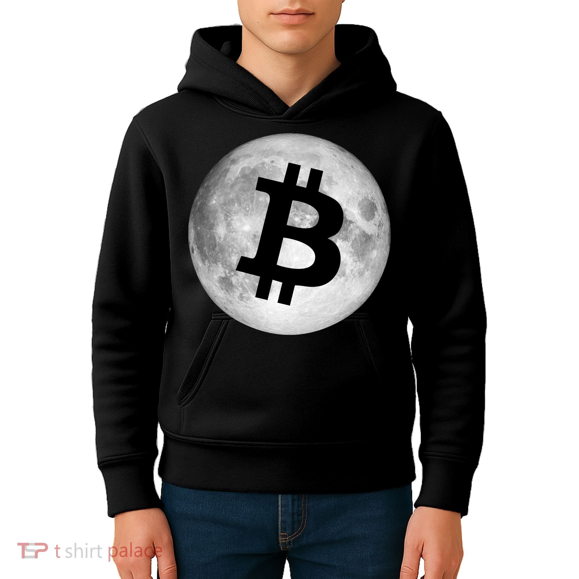 Bitcoin Cryptocurrency Fly Me To The Moon Logo Kids Hoodie