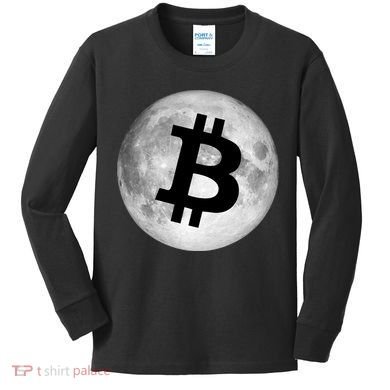 Bitcoin Cryptocurrency Fly Me To The Moon Logo Kids Long Sleeve Shirt