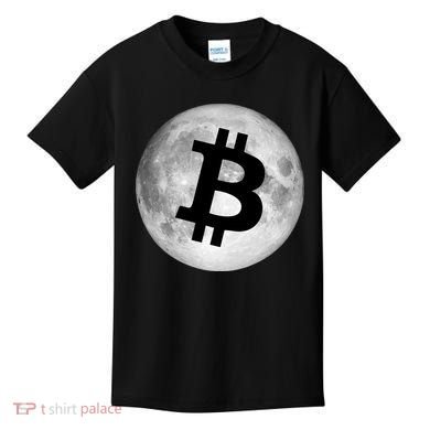 Bitcoin Cryptocurrency Fly Me To The Moon Logo Kids T-Shirt