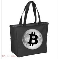 Bitcoin Cryptocurrency Fly Me To The Moon Logo Tote Bag thumb 2