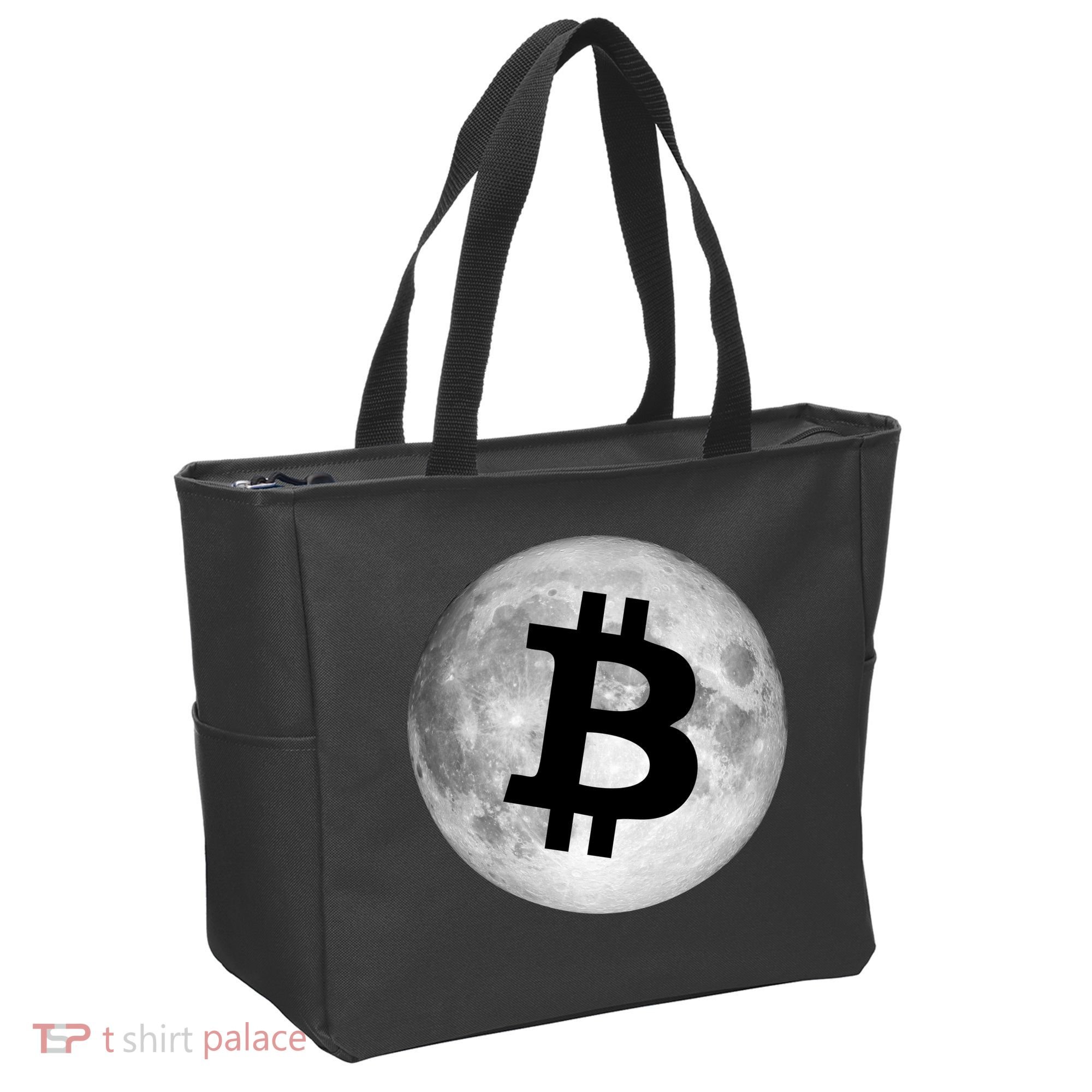 Bitcoin Cryptocurrency Fly Me To The Moon Logo Tote Bag