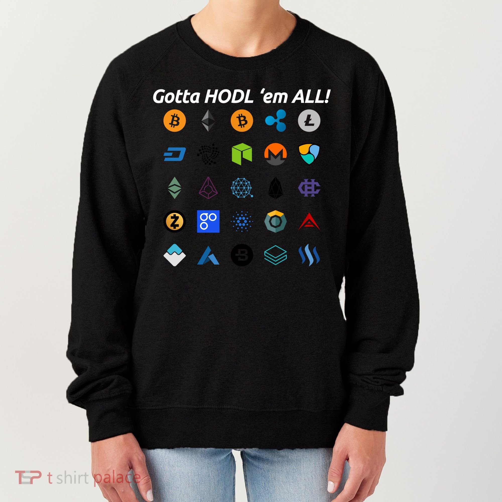 Bitcoin Litecoin Gotta Hodl Em All Cryptocurrency Logos Women's Sweatshirt