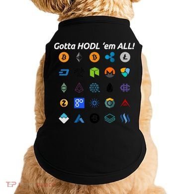 Bitcoin Litecoin Gotta Hodl Em All Cryptocurrency Logos Doggie Tank