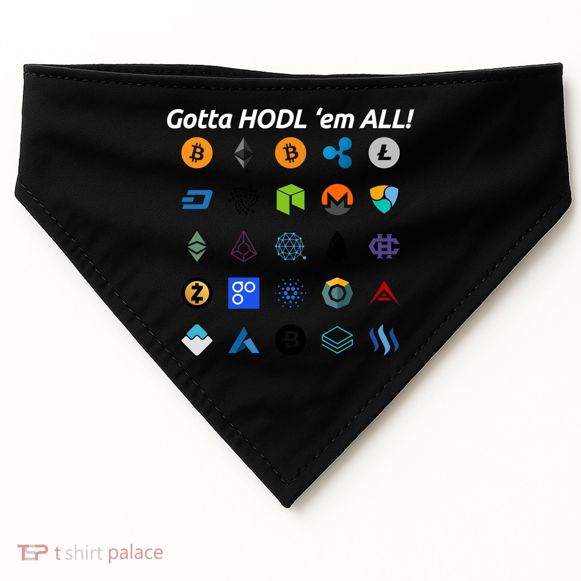 Bitcoin Litecoin Gotta Hodl Em All Cryptocurrency Logos USA-Made Doggie Bandana