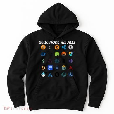 Bitcoin Litecoin Gotta Hodl Em All Cryptocurrency Logos Hoodie
