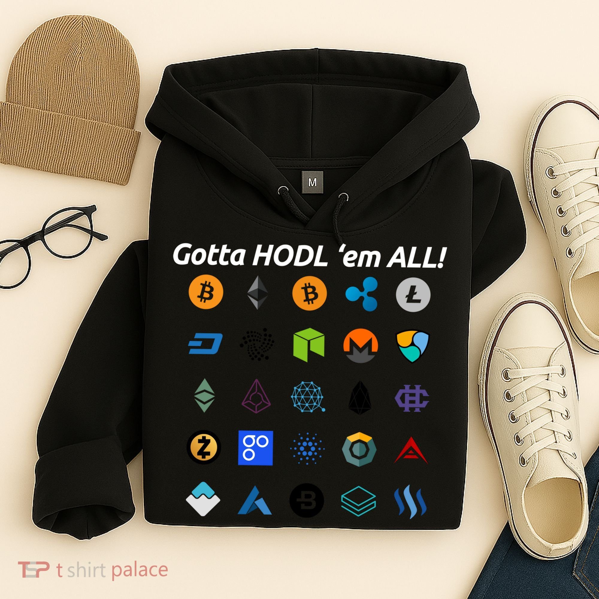Bitcoin Litecoin Gotta Hodl Em All Cryptocurrency Logos Hoodie