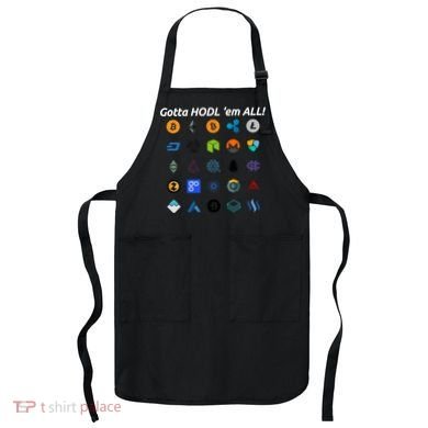 Bitcoin Litecoin Gotta Hodl Em All Cryptocurrency Logos Apron
