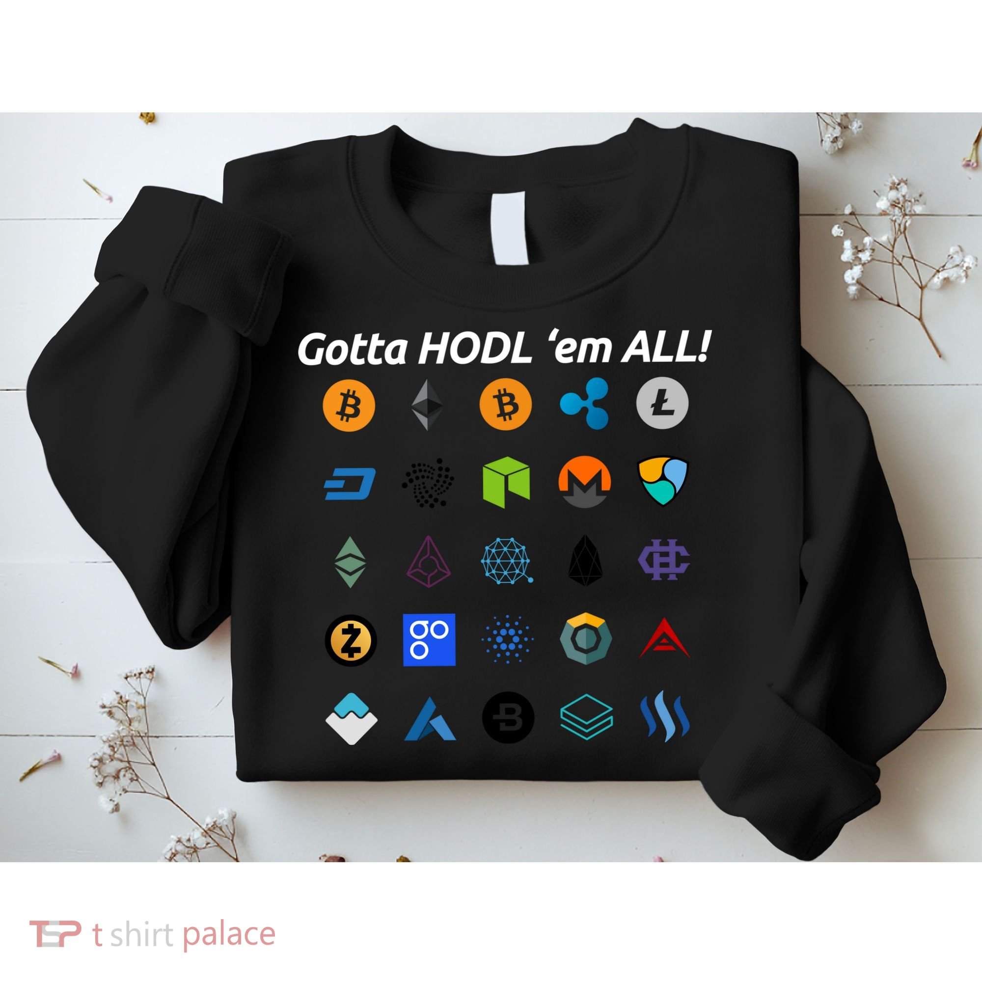 Bitcoin Litecoin Gotta Hodl Em All Cryptocurrency Logos Sweatshirt
