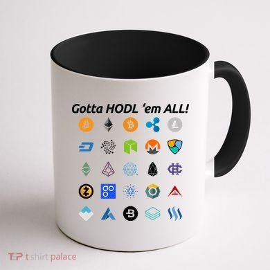 Bitcoin Litecoin Gotta Hodl Em All Cryptocurrency Logos Coffee Mug back