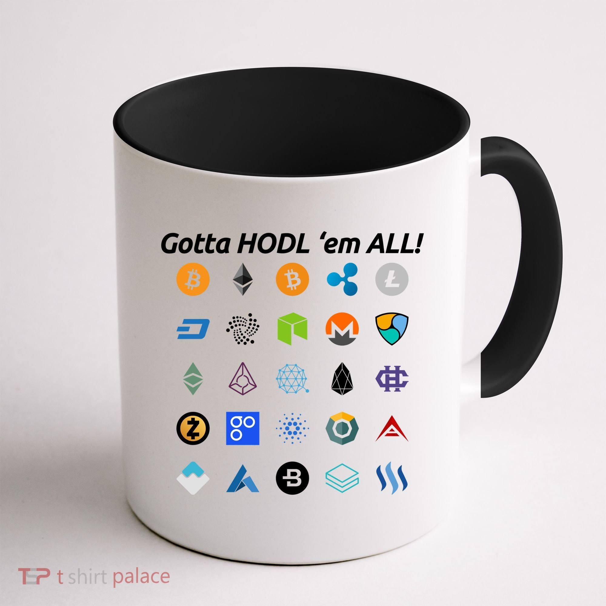 Bitcoin Litecoin Gotta Hodl Em All Cryptocurrency Logos Coffee Mug