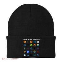 Bitcoin Litecoin Gotta Hodl Em All Cryptocurrency Logos Beanie thumb 0