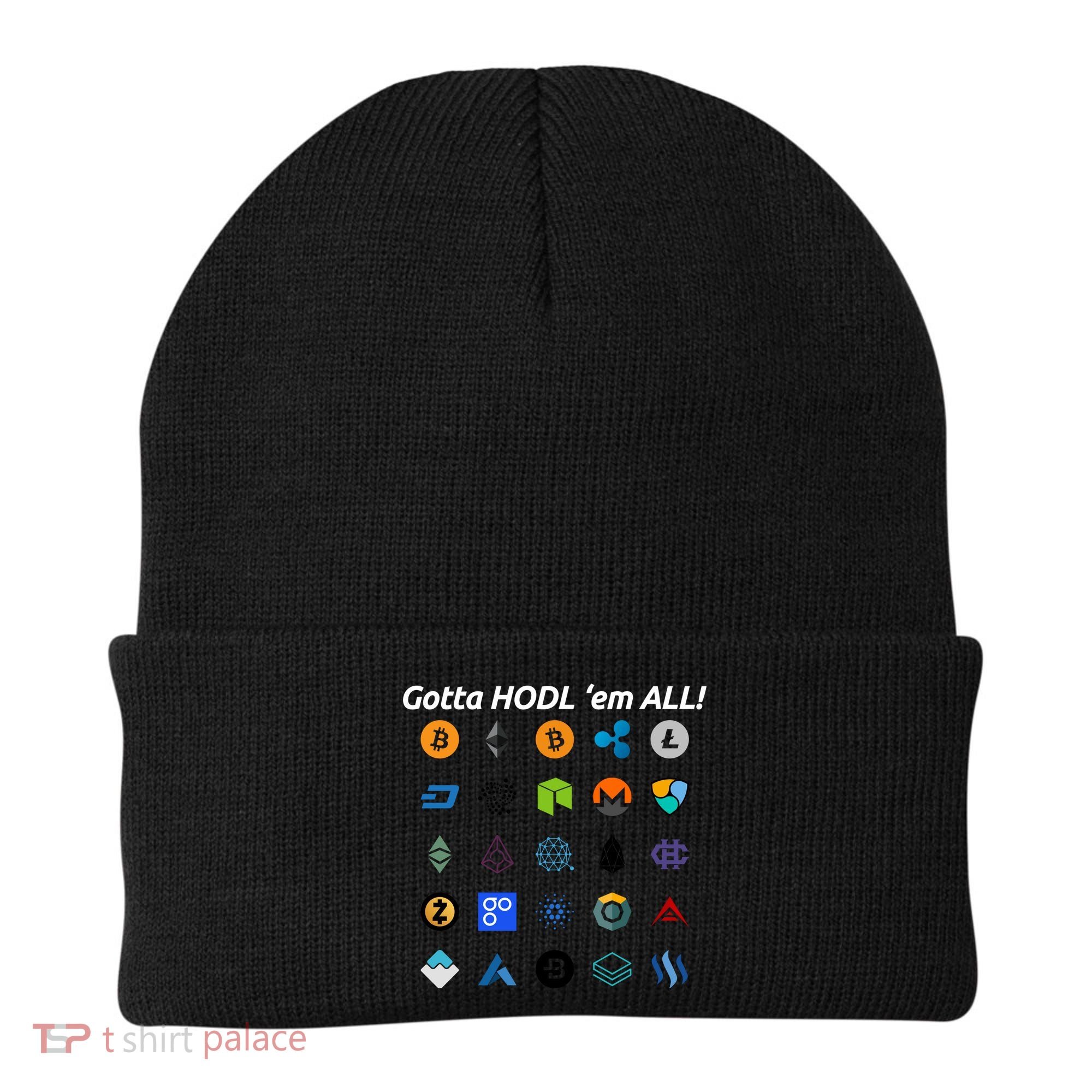 Bitcoin Litecoin Gotta Hodl Em All Cryptocurrency Logos Beanie