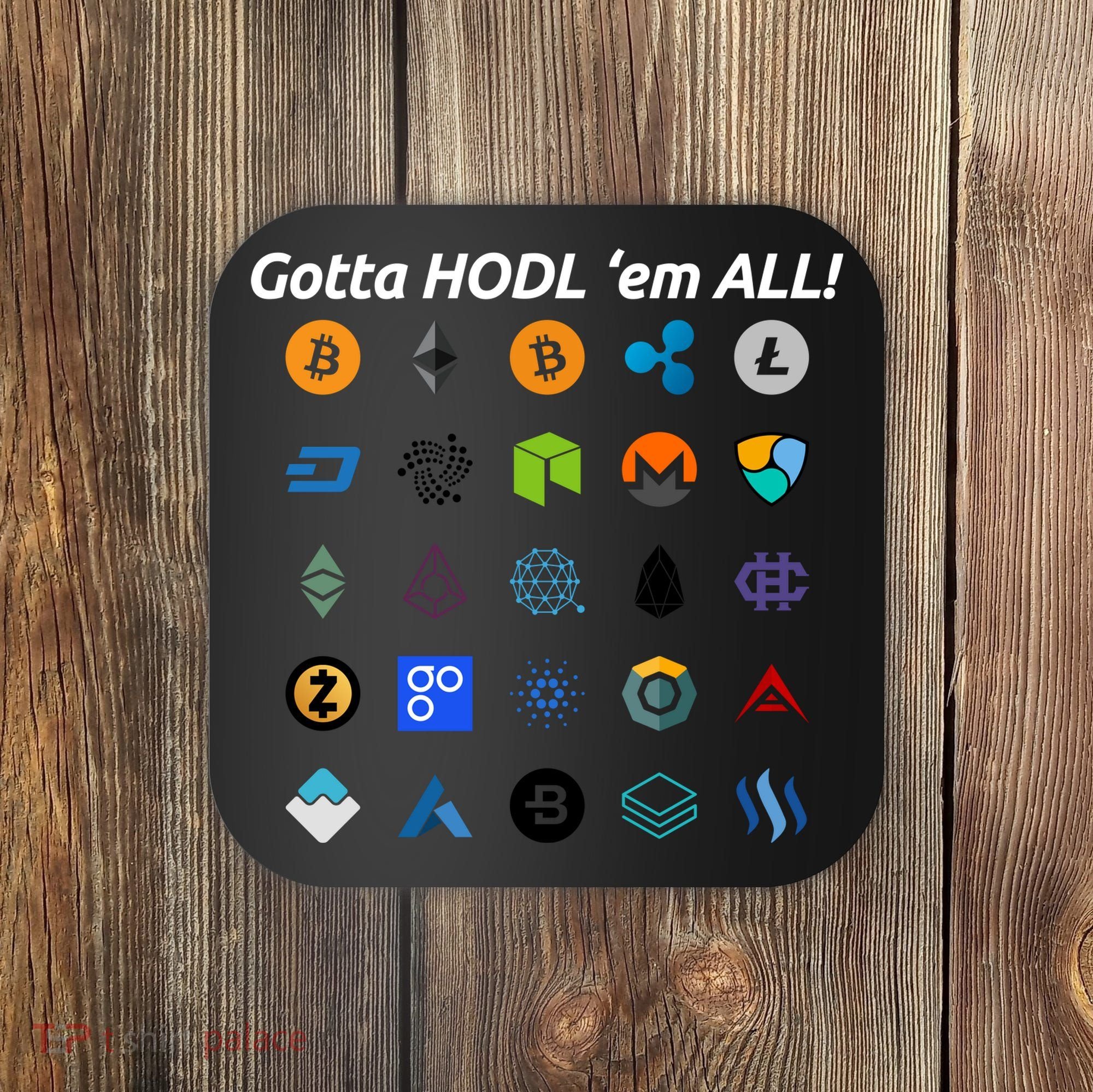 Bitcoin Litecoin Gotta Hodl Em All Cryptocurrency Logos Coaster