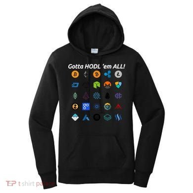 Bitcoin Litecoin Gotta Hodl Em All Cryptocurrency Logos Women's Hoodie