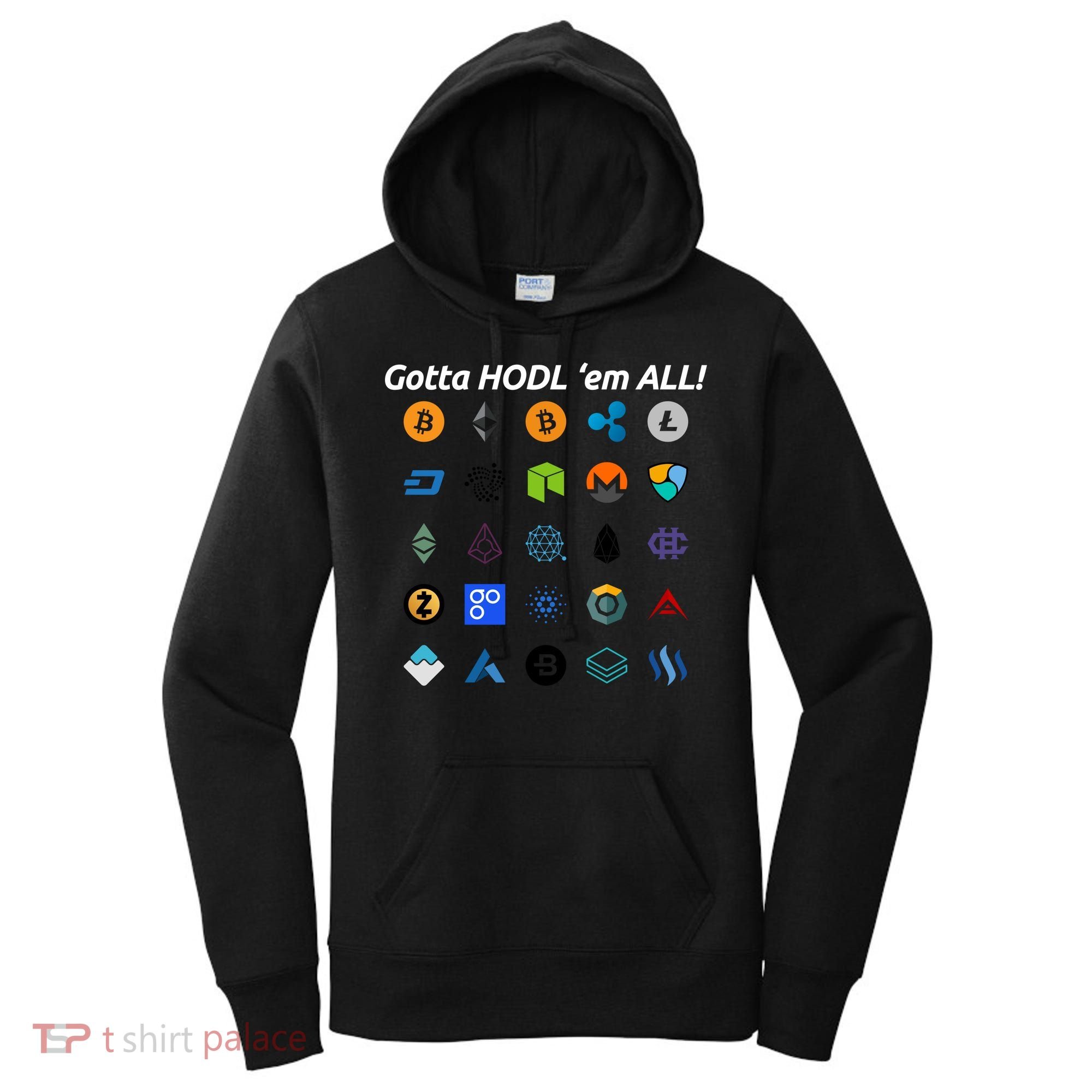Bitcoin Litecoin Gotta Hodl Em All Cryptocurrency Logos Women's Hoodie